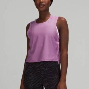 Lululemon Women Purple Mesh Back Cropped Train Tank Top Size 12